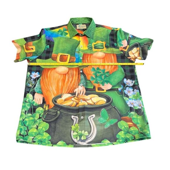 HAWAIIAN Shirt Men's St. Patrick's Day Size Large Leprechaun Pot of Gold - Picture 7 of 9